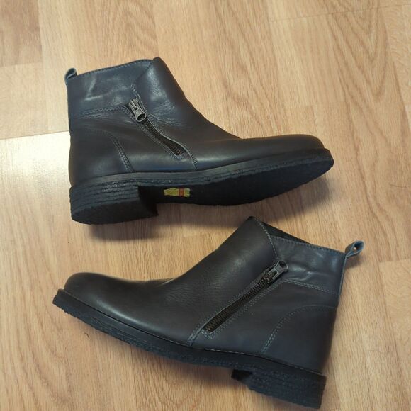 Eric Michael Ankle Boot Bootie Womens EU 38 US 7-7.5 Gray Side Zip Leather - Picture 6 of 9